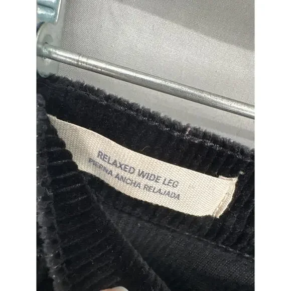 Universal Thread Pants Womens 8 29 Black Corduroy Relaxed Wide Leg Stretch High - Picture 5 of 10